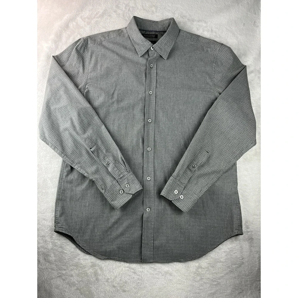 BANANA REPUBLIC Men Shirt Large Button Up CAMDEN Fit Custom 078 Distressed Wash